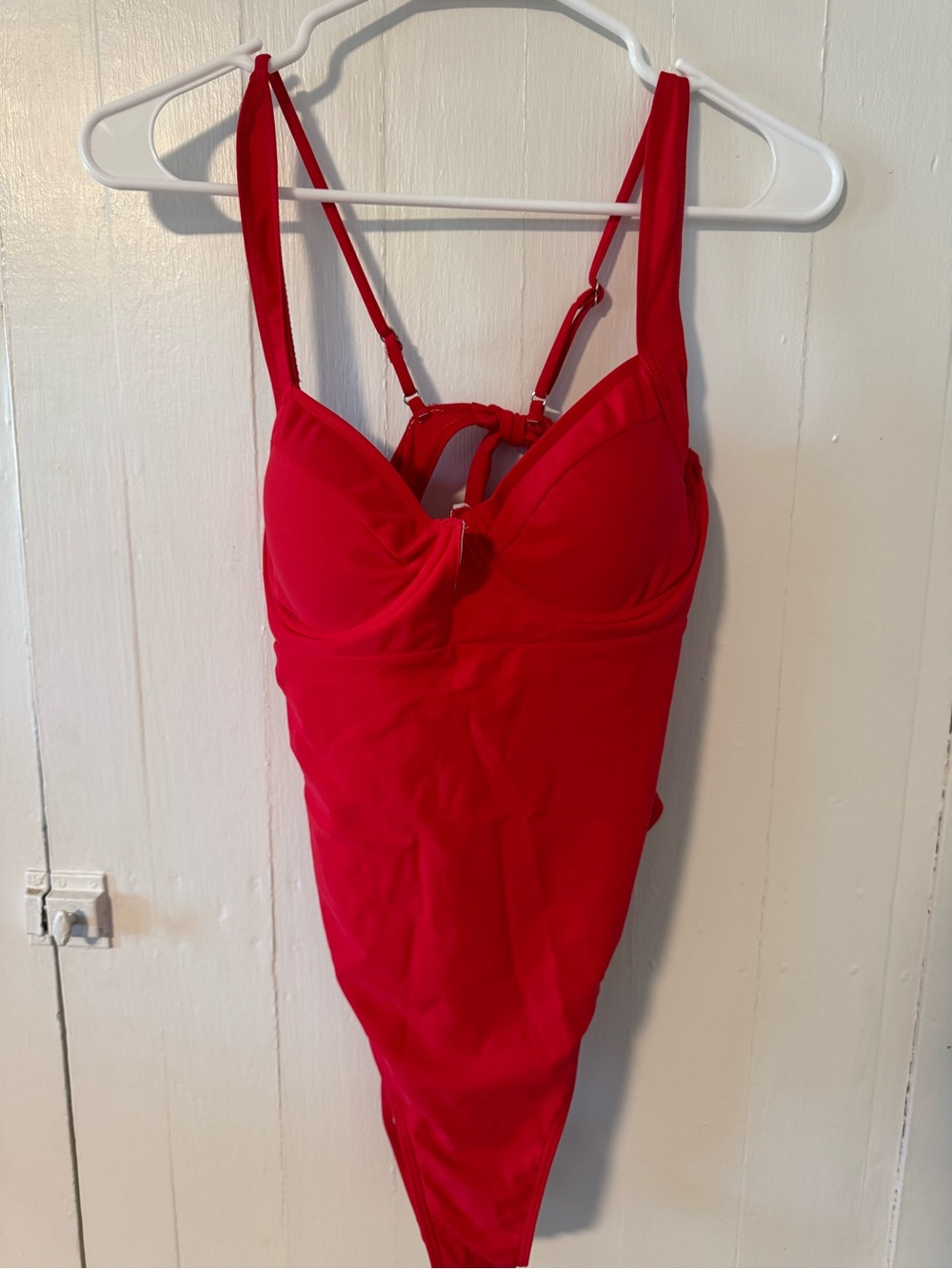 Sculpting Red One-Piece Swimsuit with Supportive Cups